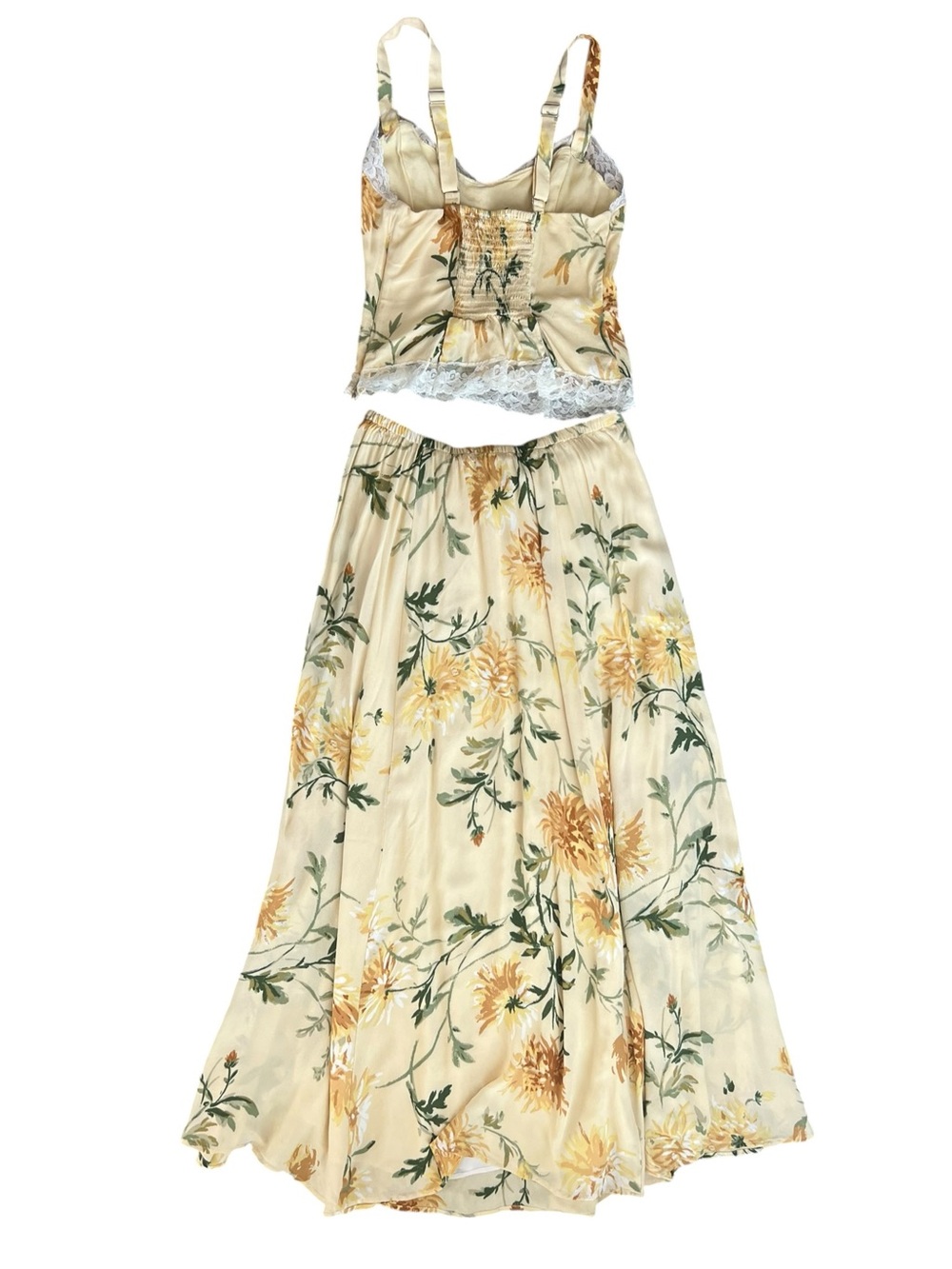 Reformation Women’s Lisette Top Gemma Maxi Skirt Honeyglow Floral Yellow Set 6 - Picture 9 of 15